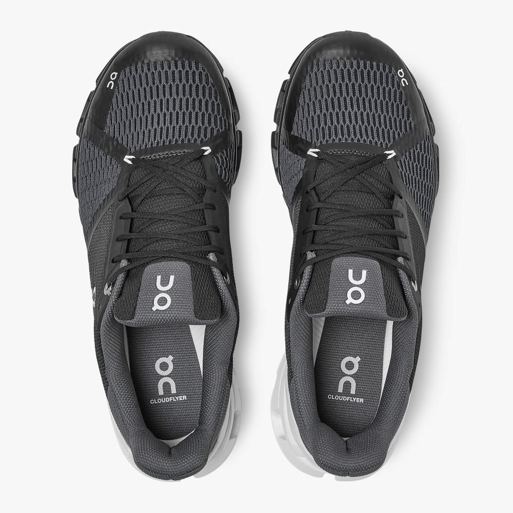On Cloudflyer: Supportive Running Shoe. Light & Stable - Black | White ON95XF46 - Image 2