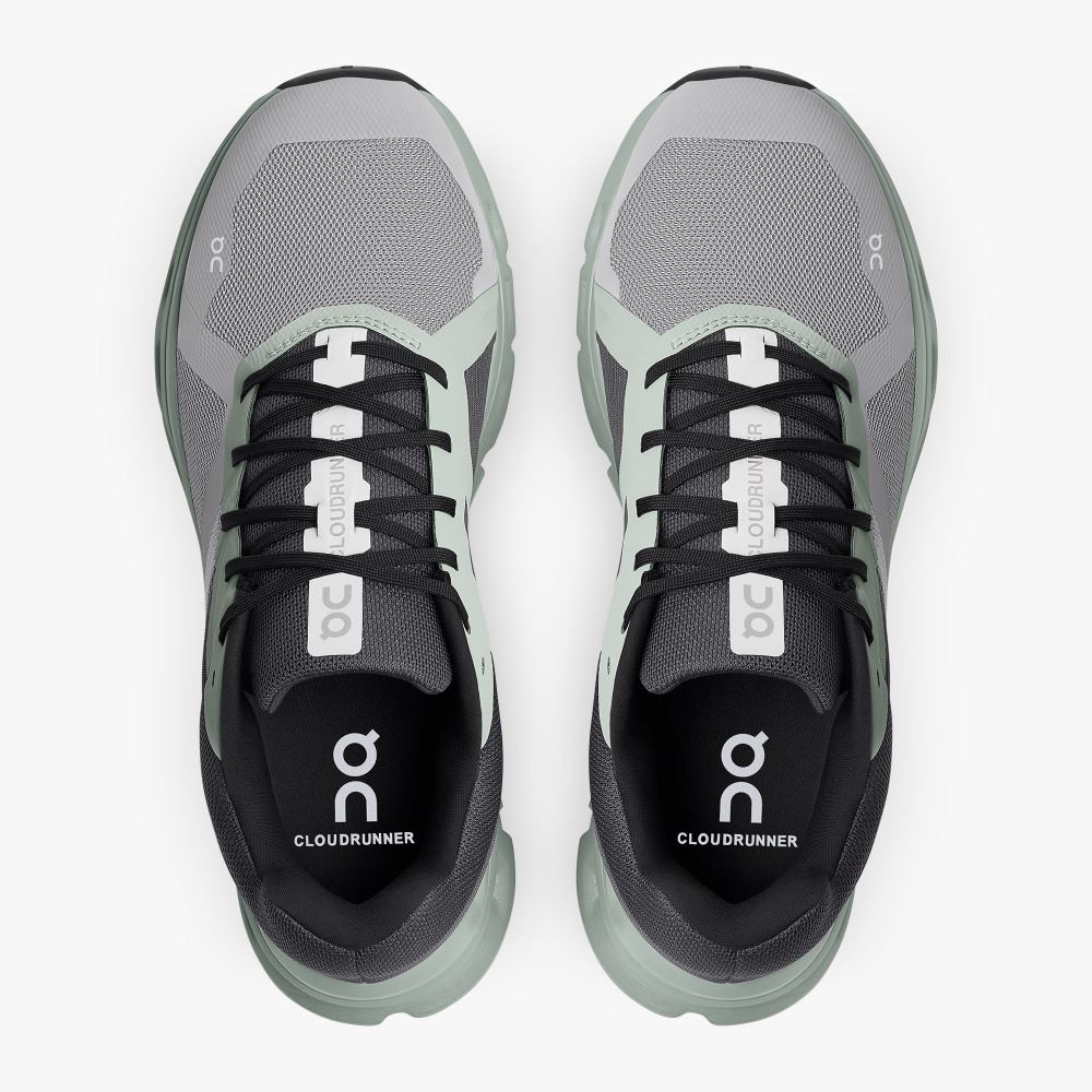 On The Cloudrunner: Supportive & Breathable Running Shoe - Alloy | Moss ON95XF31 - Image 2