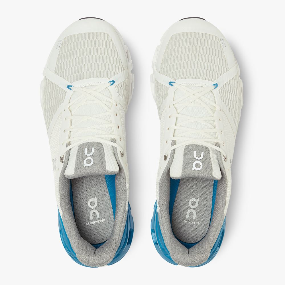 On Cloudflyer: Supportive Running Shoe. Light & Stable - White | Blue ON95XF48 - Image 2