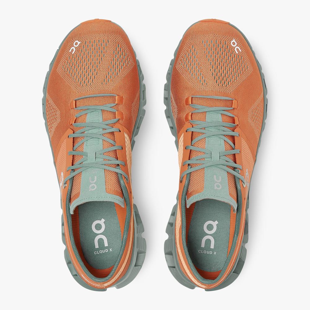 On New Cloud X - Workout and Cross Training Shoe - Orange | Sea ON95XF242 - Image 2