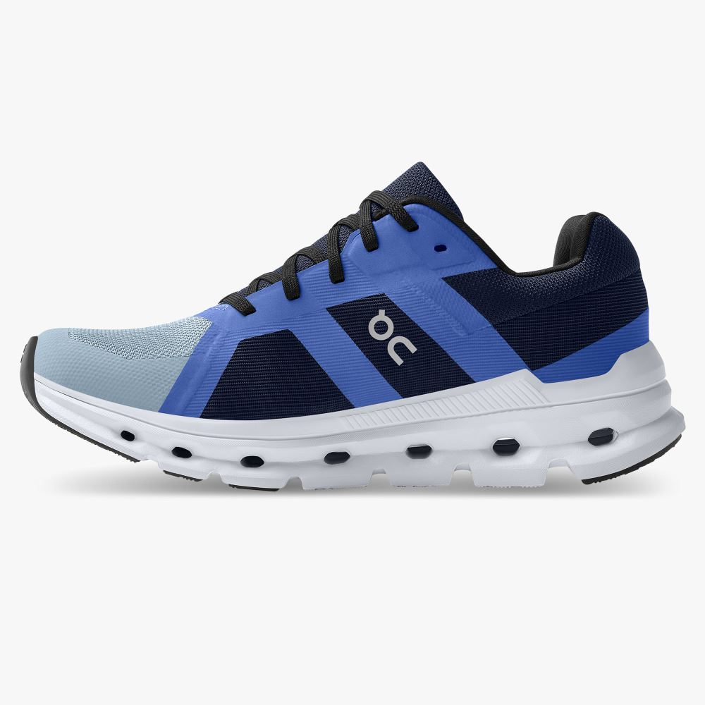 On The Cloudrunner: Supportive & Breathable Running Shoe - Chambray | Midnight ON95XF113 - Image 4