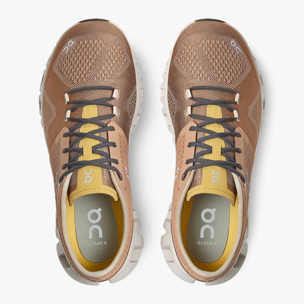 On New Cloud X - Workout and Cross Training Shoe - Mocha | Sand ON95XF360 - Image 2